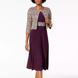 Jessica Howard Deep Purple Lace Dress